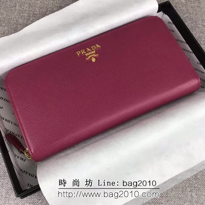 PRADA普拉達 經典款 頂級原單十字紋牛皮 時尚單拉鏈錢包 1ML506 DD1495